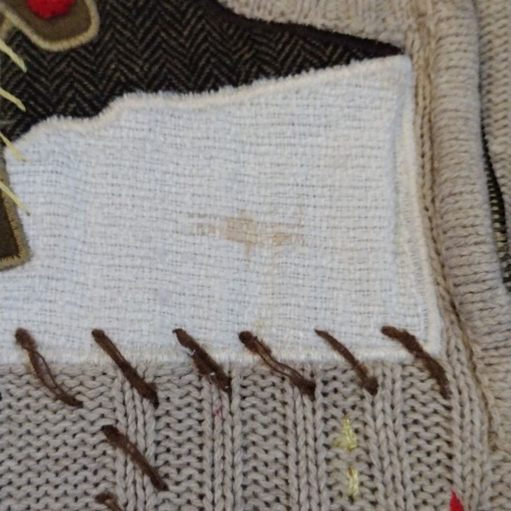 VTG 90s Beige Ugly Christmas Embroidered Quarter Zip Sweater 2X - Picture 15 of 15